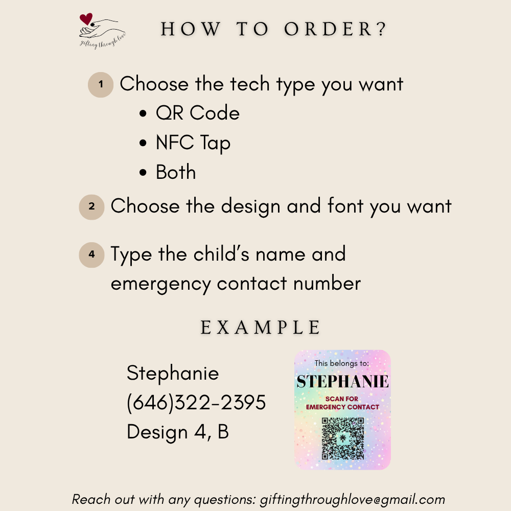 Custom Backpack Safety Tag for Kids – QR Code & NFC Emergency Contact Keychain