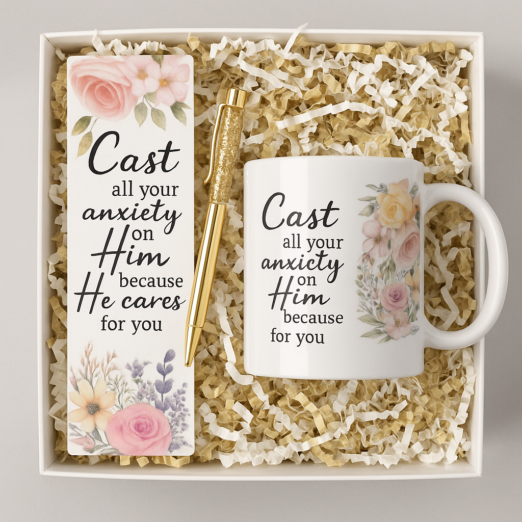 Cast All Your Anxiety – 1 Peter 5:7 Christian Gift Set