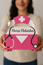 Personalized Nurse Treat Box - Custom Nurse Gift Box for Nurses Week Graduation RN LPN Healthcare Workers - Premium White Cardstock Box with Secure Lid - Ready to Fill with Snacks Self-Care Work Tools Keepsakes